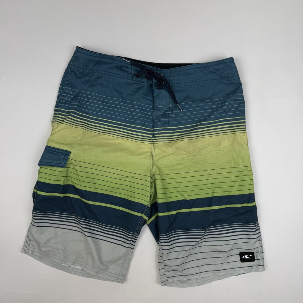 Mens O'Neill Ultrasuede 21in Boardshorts Striped Swim Trunks Size 30 GUC